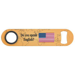 Do you speak English? in English. Flag bf