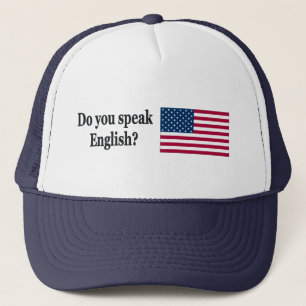 Do you speak English? in English. Flag bf Trucker Hat
