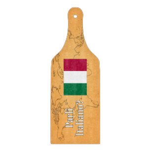 Do you speak Italian? in Italian. Flag wf Cutting Board