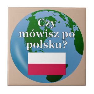 Do you speak Polish? in Polish. Flag & globe Tile