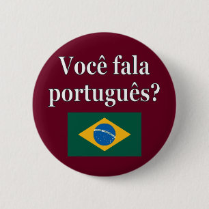 Do you speak Portuguese? in Portuguese. Flag 6 Cm Round Badge