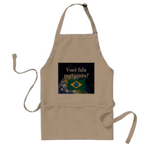 Do you speak Portuguese? in Portuguese. Flag earth Standard Apron
