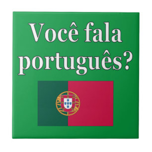 Do you speak Portuguese? in Portuguese. Flag Tile