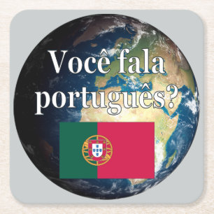 Do you speak Portuguese? Portuguese. Flag & Earth Square Paper Coaster