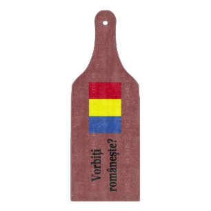 Do you speak Romanian? in Romanian. Flag bf Cutting Board