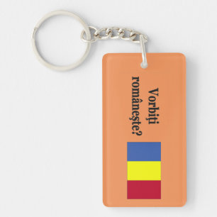 Do you speak Romanian? in Romanian. Flag bf Key Ring