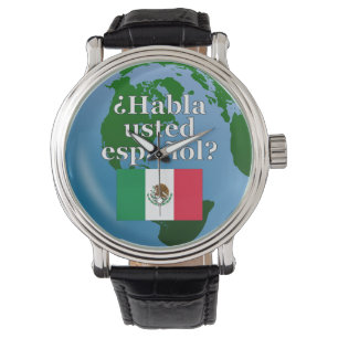 Do you speak Spanish? in Spanish. Flag & globe Watch