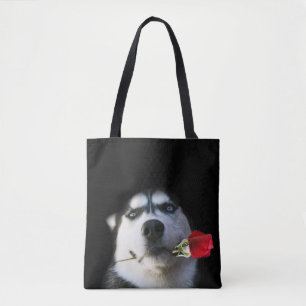 Do You Tango?  Beautiful Husky and Rose Tote Bag