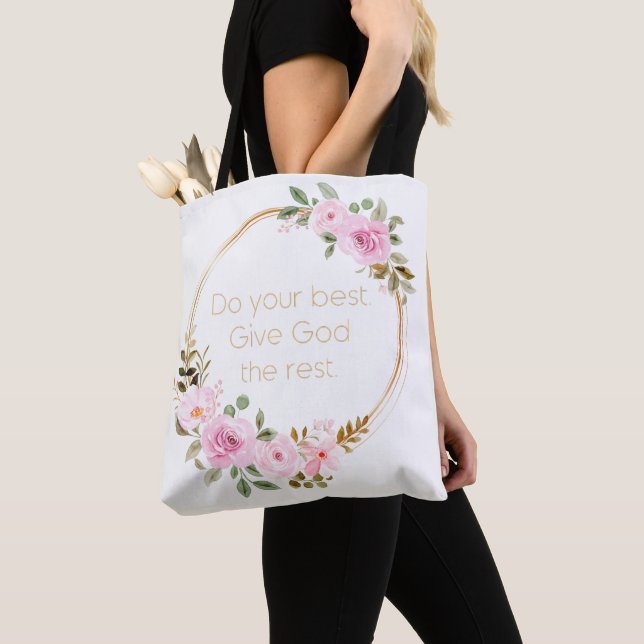 Do Your Best Give God The Rest – Christian Women Tote Bag (Close Up)