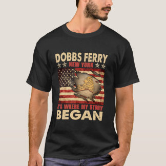 Dobbs Ferry New York USA Flag 4th Of July Long Sle T-Shirt