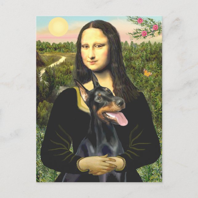Doberman 1 - Mona Lisa Postcard (Front)