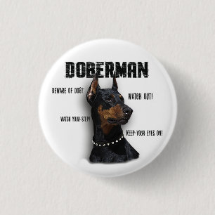 Doberman 3 cm round badge