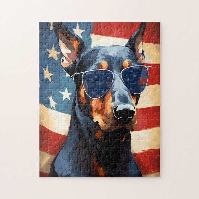 Doberman 4th of July Independence day Jigsaw Puzzle (Vertical)