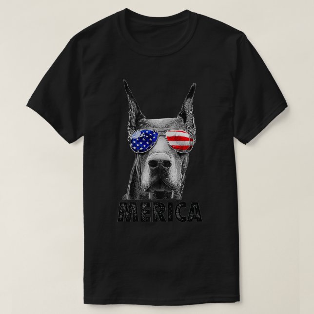 Doberman 4th of July Merica Men American Flag Sung T-Shirt (Design Front)