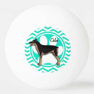 Doberman; Aqua Green Chevron Ping Pong Ball