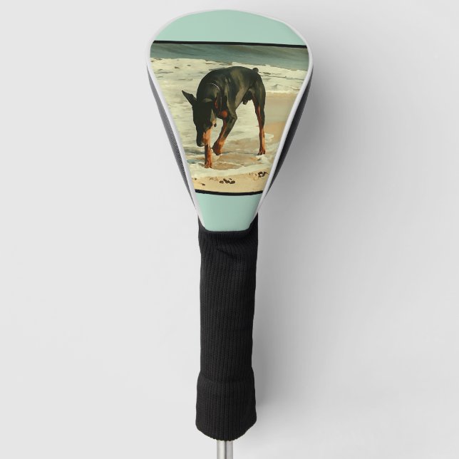 Doberman at the Beach Painting Image Golf Head Cover (Front)