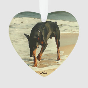 Doberman at the Beach Painting Image Ornament