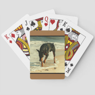 Doberman at the Beach Painting Image Playing Cards