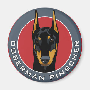 Doberman Badge, Black with Red Magnet