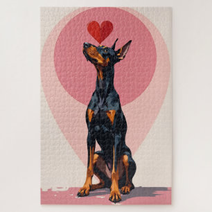 Doberman Balancing Perfect Heart Vector Valentine Jigsaw Puzzle
