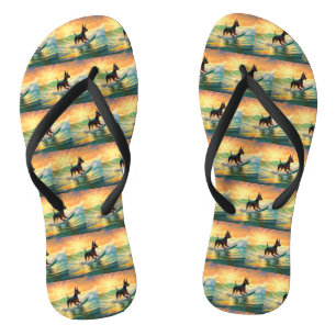 Doberman Beach Surfing Painting Jandals