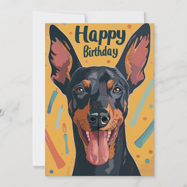 Doberman Birthday  Holiday Card (Front)