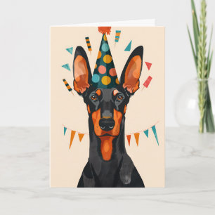 Doberman Birthday Party Greeting Card