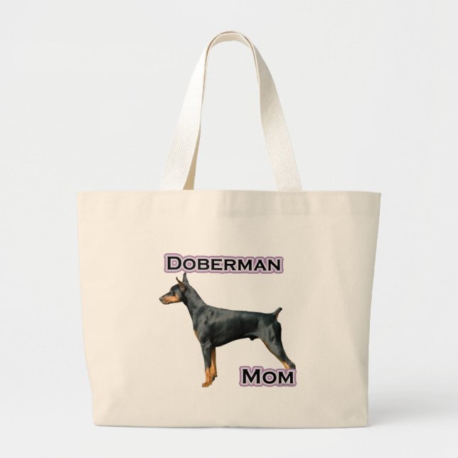 Doberman(black) Mum 4 Large Tote Bag (Front)