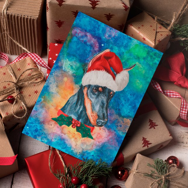 Doberman Breed Dog Christmas Holiday Postcard (Creator Uploaded)