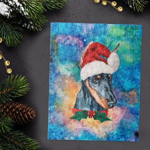 Doberman Breed Dog Christmas Jigsaw Puzzle