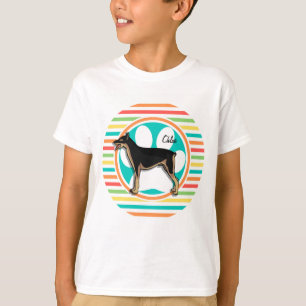 Doberman; Bright Rainbow Stripes T-Shirt