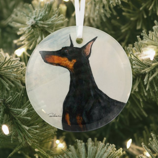 Doberman by Hevener Glass Tree Decoration (Insitu)