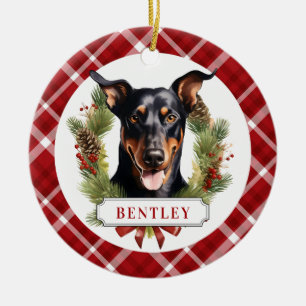 Doberman Ceramic Circle Ornament