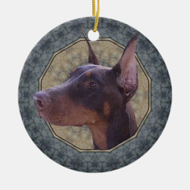 Doberman Ceramic Tree Decoration (Front)