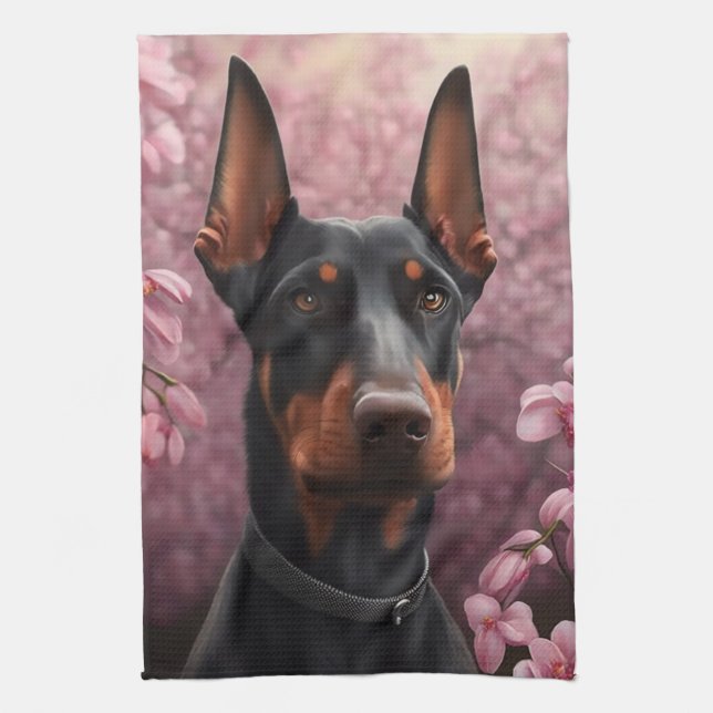 Doberman charm  tea towel (Vertical)