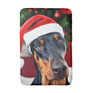 Doberman Christmas Bath Mat
