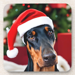 Doberman Christmas Coaster