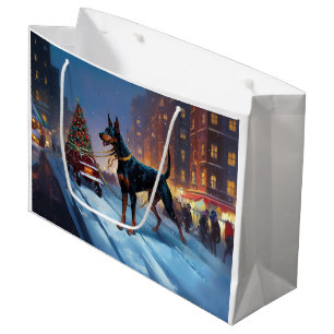 Doberman Christmas Festive Season Large Gift Bag