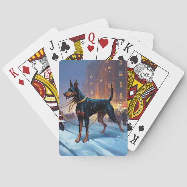 Doberman Christmas Festive Season Playing Cards (Back)