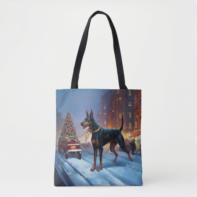Doberman Christmas Festive Season Tote Bag (Front)