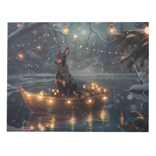 Doberman Christmas Festive Voyage  Notepad (Front)