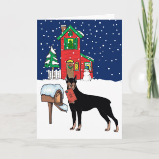 Doberman Christmas Holiday Card