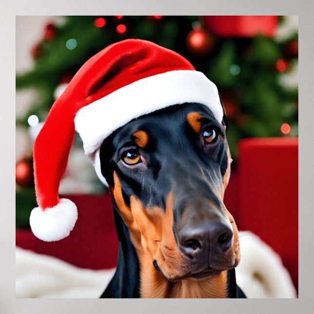 Doberman Christmas Poster (Front)