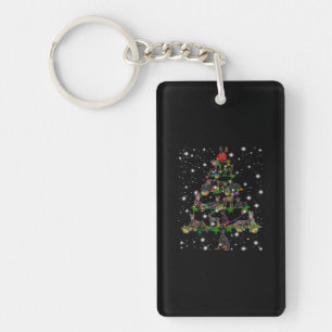 Doberman Christmas Tree Covered By Flashlight Key Ring