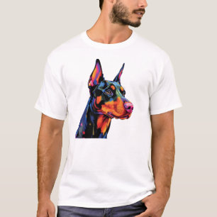 Doberman Colourful Head T-Shirt