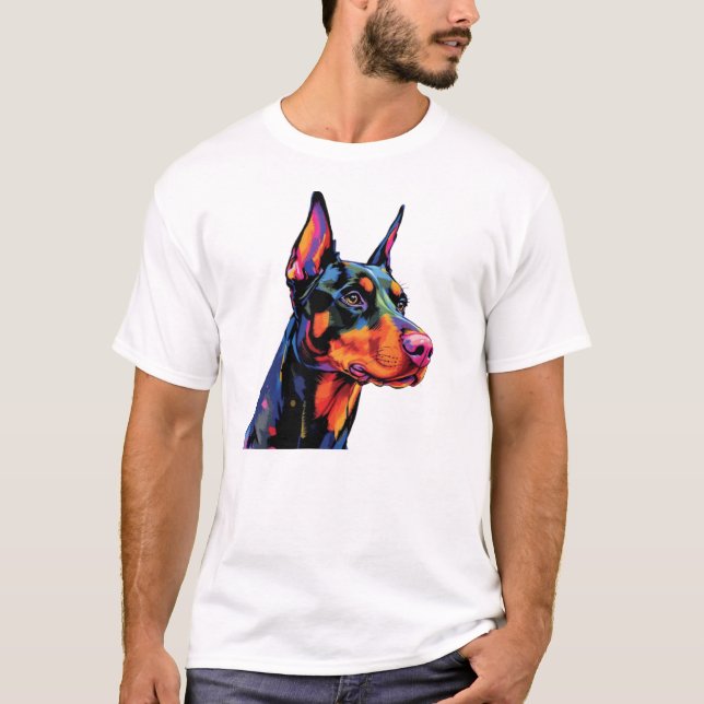 Doberman Colourful Head T-Shirt (Front)
