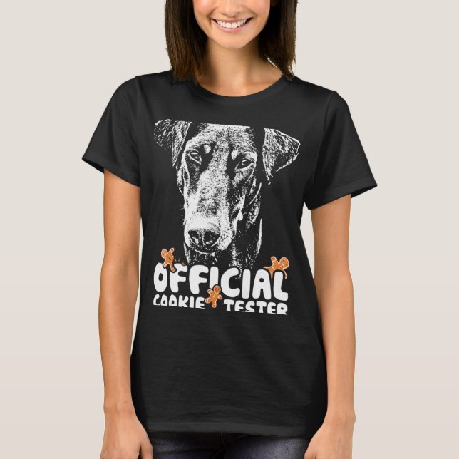 Doberman Cookie Tester Christmas T-Shirt (Front)