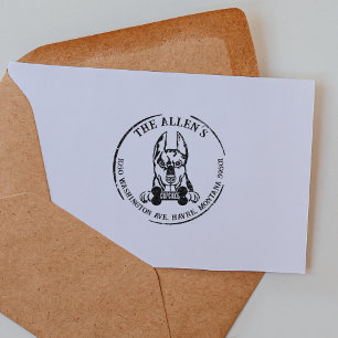 Doberman Custom Family Return Address  Rubber Stamp