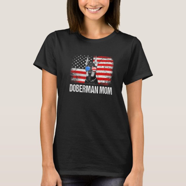 Doberman Dad American Flag Father's Day T-Shirt (Front)