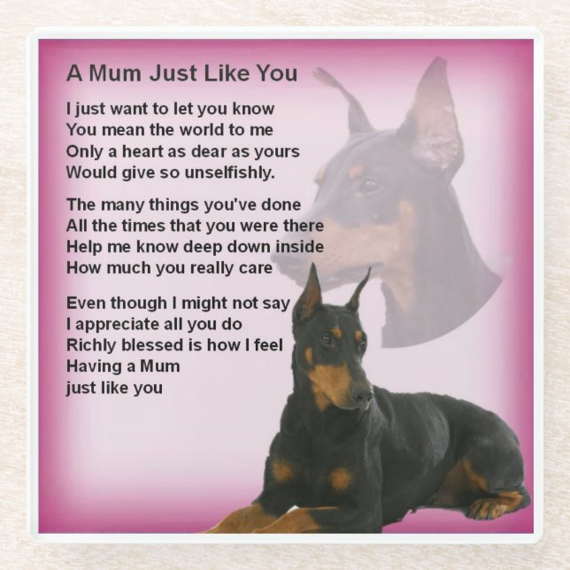 Doberman  Design  Mom Poem Coaster (Front)